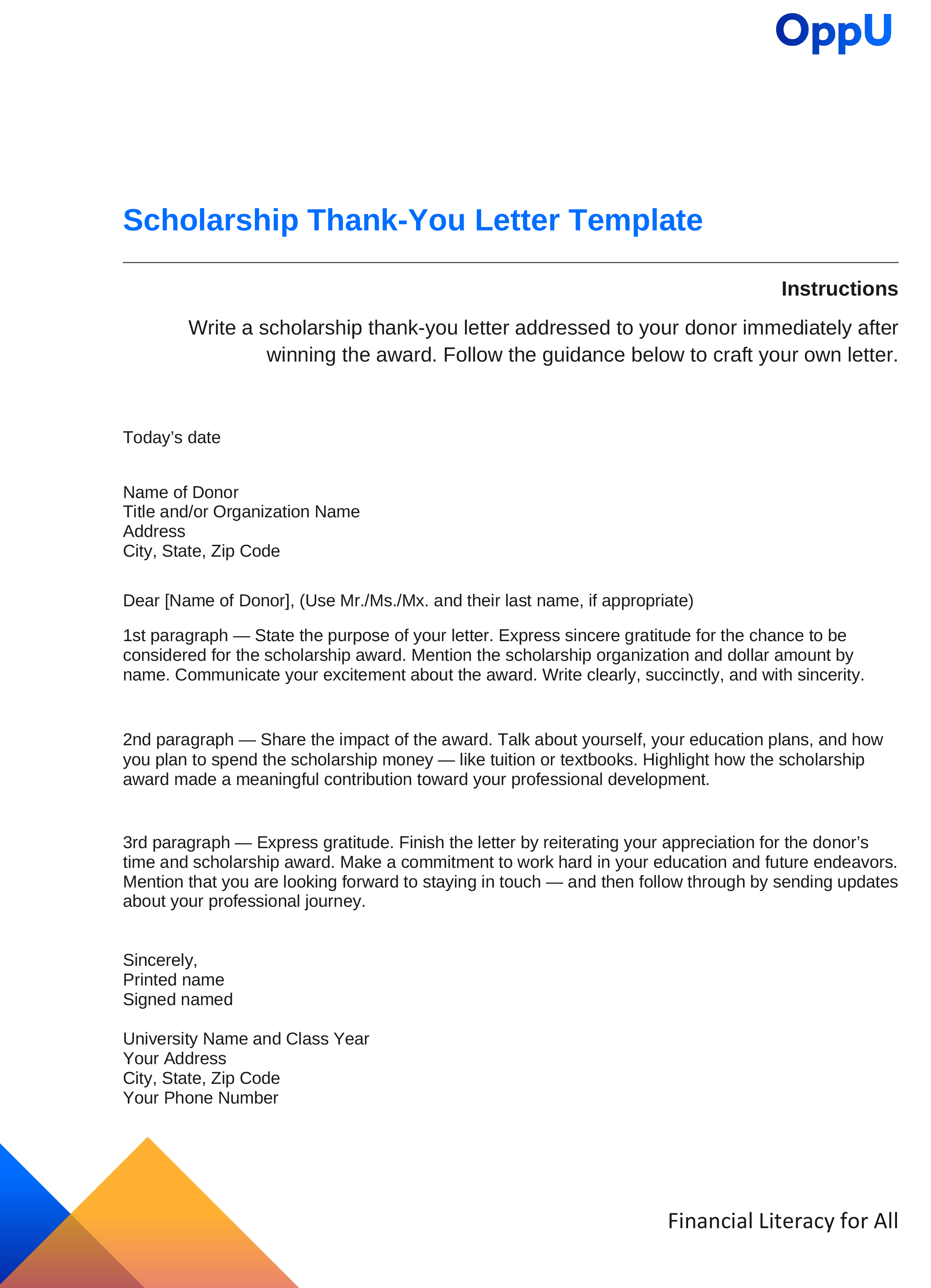 How To Write A Scholarship Thank You Letter OppU